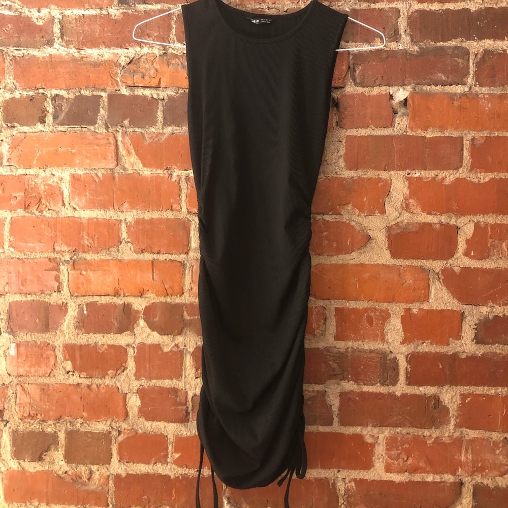 Rouched Sides Black Dress